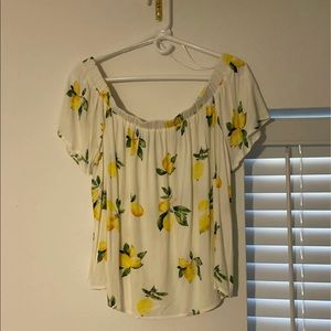 Skies Are Blue Off The Shoulder Lemon Top
